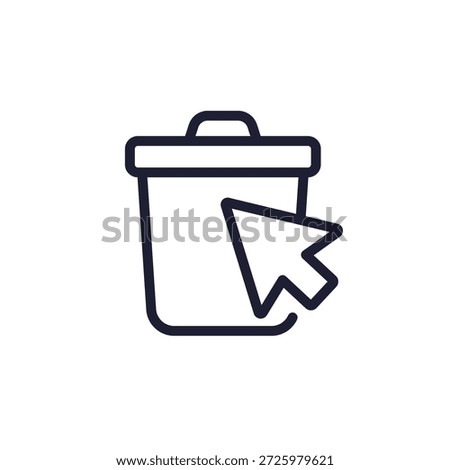 delete files icon, trash bin and cursor line design