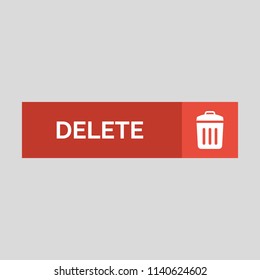 Delete flat button on grey background. Vector illustration