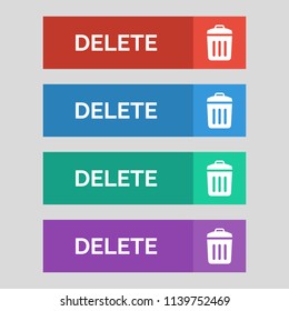 Delete flat buttons on grey background. Vector illustration