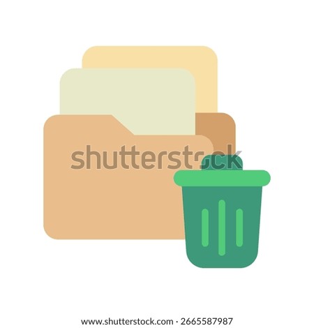 Delete Flat Color Mini Illustration Icon. Use For Modern Concept, Print, Ui, Ux Kit, Web And App Development. Vector Related To Office, Education, Examination And More