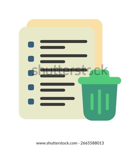 Delete Flat Color Mini Illustration Icon. Use For Modern Concept, Print, Ui, Ux Kit, Web And App Development. Vector Related To Office, Education, Examination And More