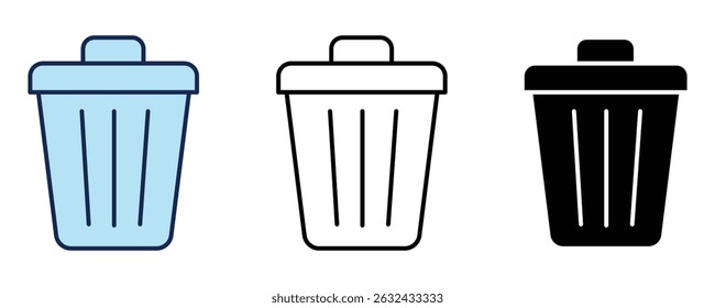 Delete flat icon. Trash bin line icon. an, garbage, basket, rubbish, recycle, waste vector isolated on white background