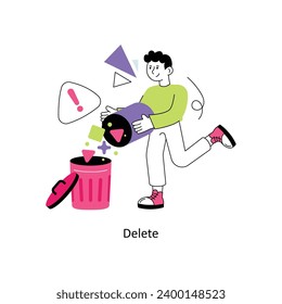 Delete Flat Style Design Vector illustration. Stock illustration