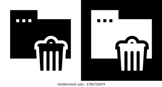 Delete Folder. Glyph Icon in White and Black Version.