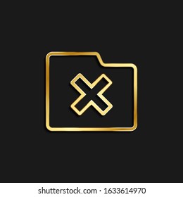 delete, folder gold icon. Vector illustration of golden