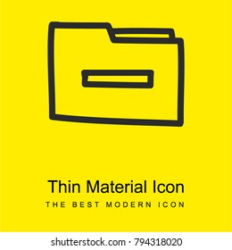 Delete folder hand drawn symbol outline with minus sign bright yellow material minimal icon or logo design