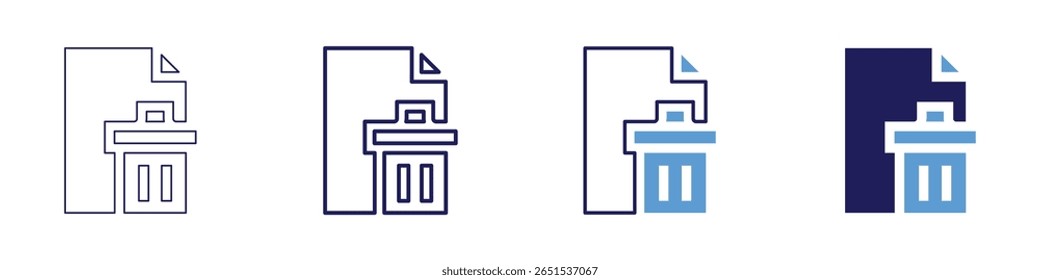 Delete folder icon in 4 different styles. Thin Line, Line, Bold Line, Duotone. Duotone style. Editable stroke.