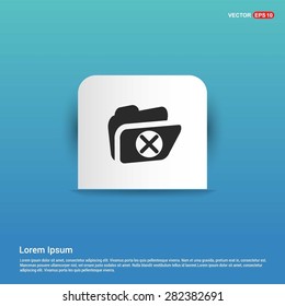 Delete Folder Icon - abstract logo type icon - white sticker on blue background. Vector illustration