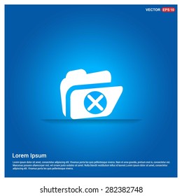 Delete Folder Icon - abstract logo type icon - abstract glowing blue background. Vector illustration