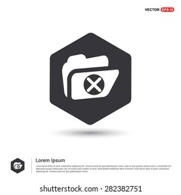 Delete Folder Icon - abstract logo type icon - hexagon black background. Vector illustration