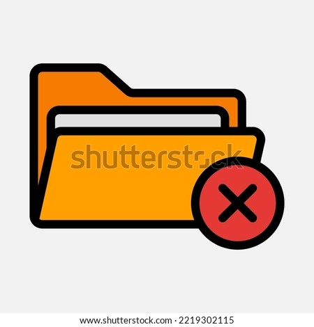 Delete folder icon in filled line style, use for website mobile app presentation