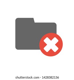 
Delete folder icon flat style 