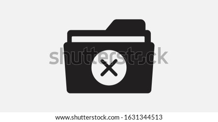 Delete folder icon. Folder delete, remove, cancel icon. Filled vector icon. Vector illustration icon