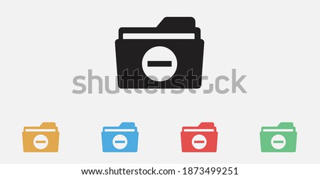 Delete folder icon. Folder delete, remove, cancel icon. Filled vector icon. Vector illustration icon. Set of colorful flat design icons