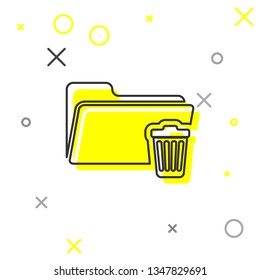  Delete folder line icon isolated on white background. Folder with recycle bin. Delete or error folder. Close computer information folder sign. Vector Illustration