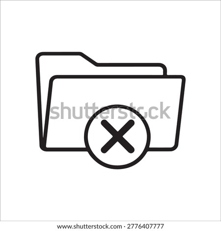 Delete Folder Symbol, Line Art Remove Directory for File Management and Storage Cleanup
