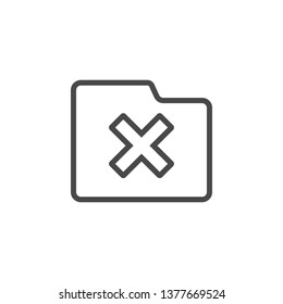 Delete, folder vector icon. Multimedia minimalist outline vector icon.