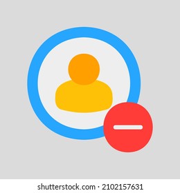 Delete friend icon in flat style about social media, use for website mobile app presentation