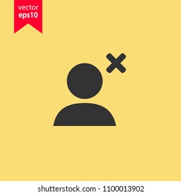 Delete friend icon. Remove member vector icon. Yellow background. EPS 10 vector sign.