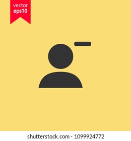 Delete friend vector icon. Remove friend icon. Delete member sign. Yellow background. EPS 10 vector sign. 