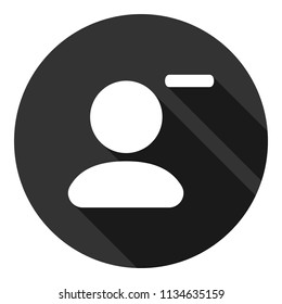 Delete friend vector icon. Remove friend icon. Delete member sign. Gray background with shadow. Vector flat sign. 