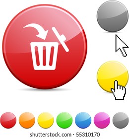 Delete glossy vibrant round icon.