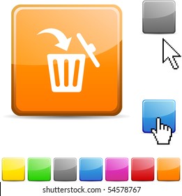 Delete glossy vibrant web icon.