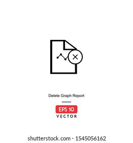 Delete Graph Report Icon. Business Report Isolated On White Background. With Line Style. Icon Of Business. EPS10 - Vector