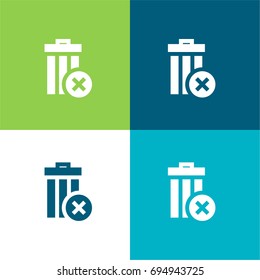 Delete green and blue material color minimal icon or logo design