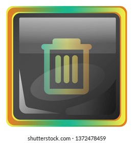 Delete grey square vector icon illustration with yellow and green details on white background