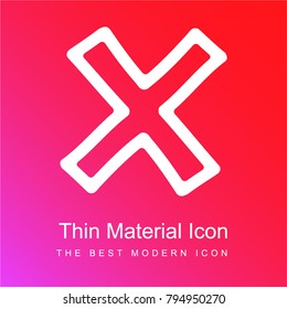 Delete hand drawn cross symbol outline red and pink gradient material white icon minimal design