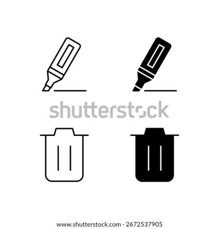 Delete and Highlight Icon Collection in Line and Solid Style