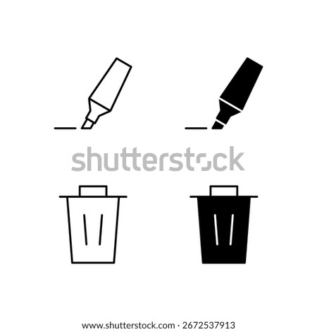 Delete and Highlight Icon Collection in Line and Solid Style