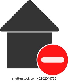 Delete house vector illustration. Flat illustration iconic design of delete house, isolated on a white background.