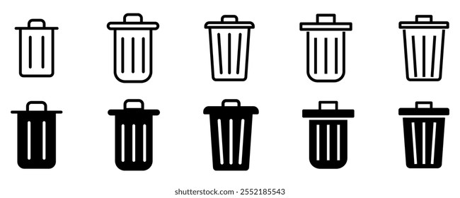 Delete Icon, Basket Icon,  trash can icon set, Trash bin. Vector isolated icons.