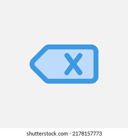 Delete icon in blue style about text editor, use for website mobile app presentation