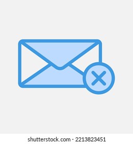 Delete icon in blue style about email, use for website mobile app presentation