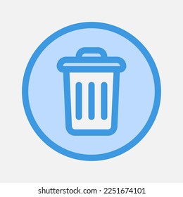 Icono de eliminación en azul sobre elementos esenciales, uso para presentación de aplicaciones móviles del sitio web