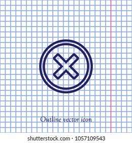 Delete icon in circle, web outline design element