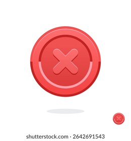 Delete icon. Close symbol. Stop sign vector red icon. Wrong sign. Reject icon. Cancel icon. Cross. Prohibition sign. Alert. Coin with x. Close button. Cancellation sign. X button. Cancel button. Ban