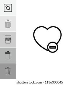 Delete icon. collection of 6 delete outline icons such as trash bin, cancel. editable delete icons for web and mobile.