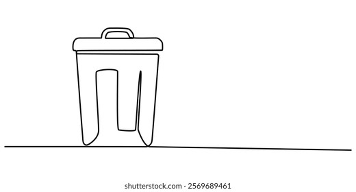 delete icon continuous one line drawing, one line art trash can vector illustration. line art, one continuous line, simple, hand drawn and sketch style. for icons, symbols, signs or logos, trashcan. 