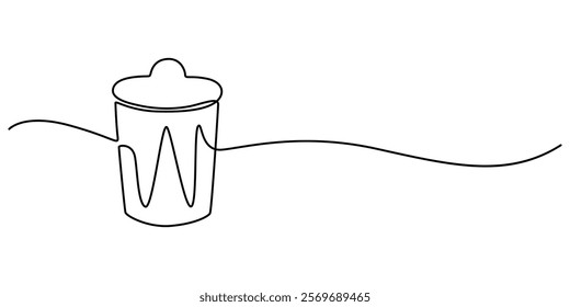 delete icon continuous one line drawing, one line art trash can vector illustration. line art, one continuous line, simple, hand drawn and sketch style. for icons, symbols, signs or logos, trashcan. 