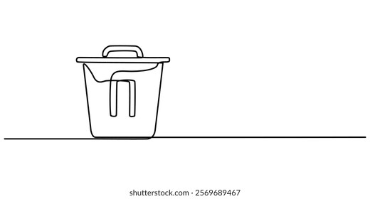 delete icon continuous one line drawing, one line art trash can vector illustration. line art, one continuous line, simple, hand drawn and sketch style. for icons, symbols, signs or logos, trashcan. 