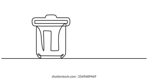 delete icon continuous one line drawing, one line art trash can vector illustration. line art, one continuous line, simple, hand drawn and sketch style. for icons, symbols, signs or logos, trashcan. 