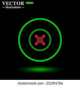 Delete icon. Cross sign in circle - can be used as symbols of wrong, close, deny etc. Vector illustration, EPS 10