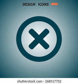 Delete icon. Cross sign in circle - can be used as symbols of wrong, close, deny etc. icon. vector design
