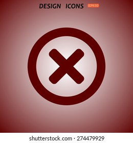 Delete icon. Cross sign in circle - can be used as symbols of wrong, close, deny etc. icon. vector design