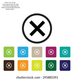Delete icon. Cross sign in circle - can be used as symbols of wrong, close, deny etc. Vector illustration, EPS 10