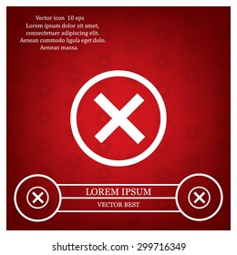 Delete icon. Cross sign in circle - can be used as symbols of wrong, close, deny etc. Vector illustration, EPS 10